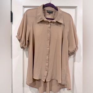Short Sleeve Collar Cutout Blouse